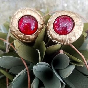 Vintage Red & Gold Statement Earrings